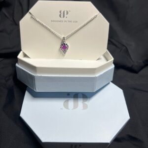 BP Silver Necklace with Purple Pendant
